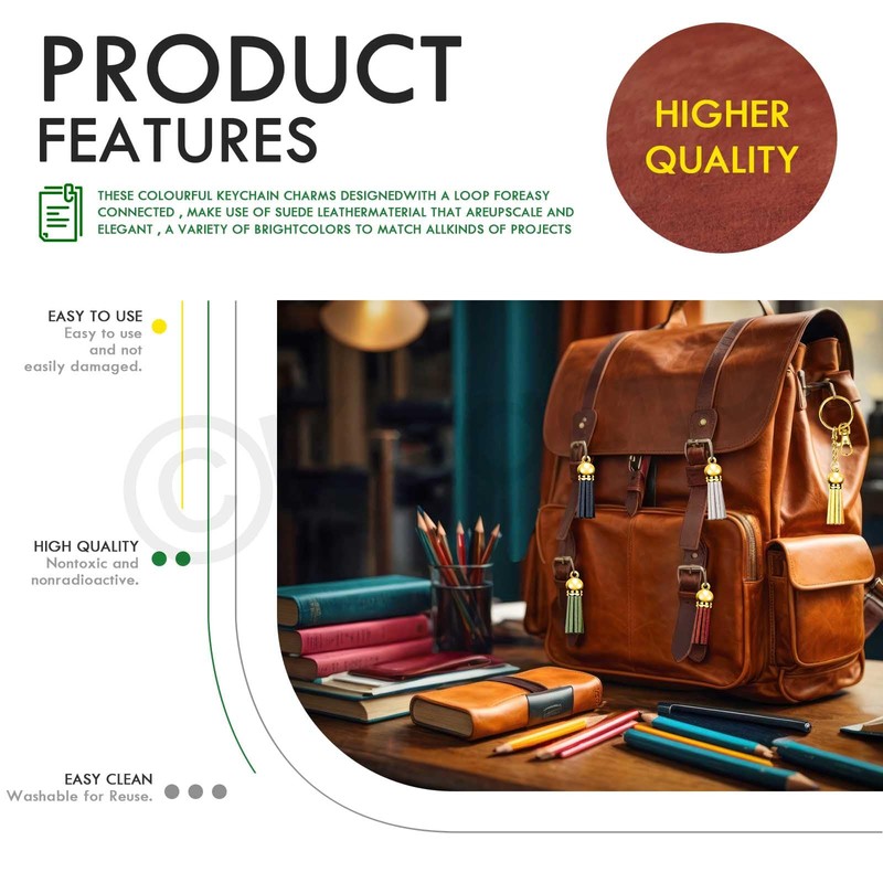 Keadic 136Pcs Gold Keychain Crafting Make Set Contains Colorful Tassels,