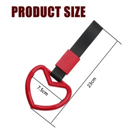 Lecctso Heart Shaped Car Handle Straps, Heart Car Accessories, Car Rear Bumper Warning Rings and Interior Decoration, Car Accessory Heart Hand Strap Drift Charm Universal for SUVs Subway Bus (Red)