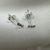 Tiny Sterling Silver Triple Clear CZ Stud Earrings