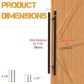 LVYIHAN 48 inch Large Stainless Steel Front Door Handle Double Sided, Pull Push Sliding Barn Door Handle, Commercial H Shape Door Pull Handles, Matte Black