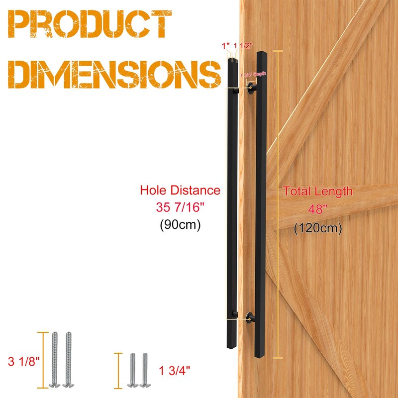 LVYIHAN 48 inch Large Stainless Steel Front Door Handle Double