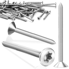 SWTYExt Pack of 120 Wood Screws Torx 4 x 40 mm Torx Screws Chipboard Screws Stainless Steel V2A Self-Tapping Wood Screws Countersunk Head Screws Full Thread for Fasteners