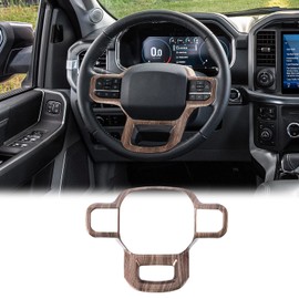 Voodonala for Ford F150 2021+ Steering Wheel Cover Antidust Protector Interior Decoration Cover (1pc,Wood,ABS)