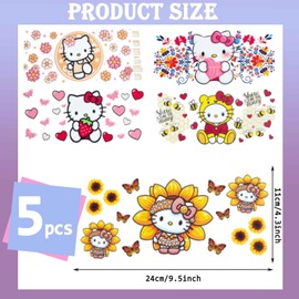 YOAOXILA 5 Sheets UV DTF Cup Wraps Transfer Stickers for Glass, Cup Wraps Decal Stickers for 16oz Glass Tumbler Cups (Mixed Color 2)