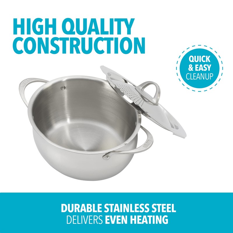 Bialetti 6-Quart Nonstick Aluminum Pasta Pot with Strainer Lid and