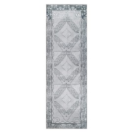 Superior Indoor Runner Rug, Bohemian Geometric Home Floor Decor, Bedroom, Living/Dining Room, Office, Entry, Unique, Soft Cotton Backed Rugs, Sterling Collection, 2' 6" x 7' 6", Cool Gray