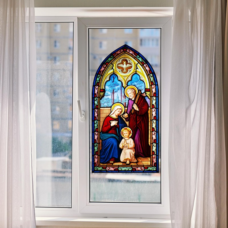 Holy Family Stained Glass Window Film (12.5"x24")