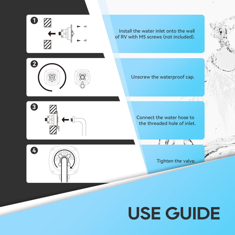 RVGUARD RV City Water Inlet with Regulator, Chrome Wall Mount