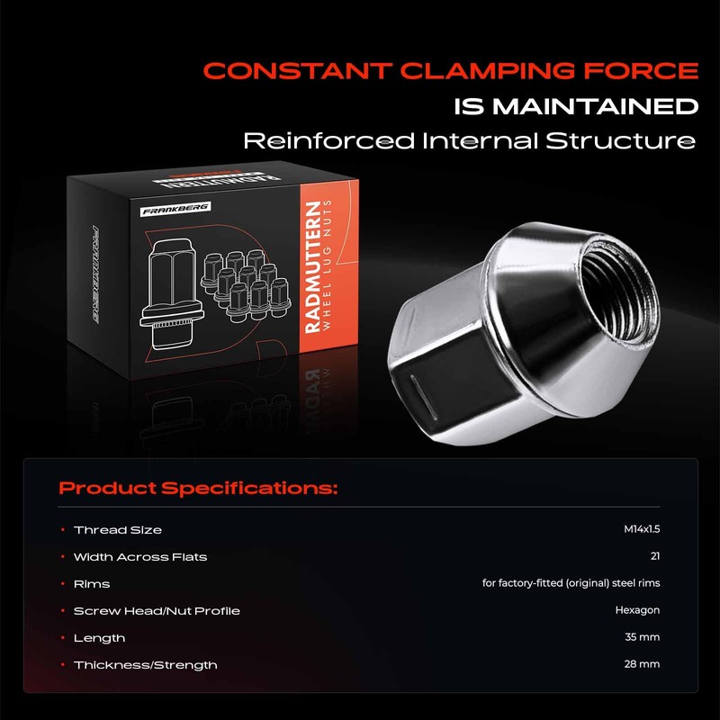 Frankberg 10x Wheel Nuts Front Rear Compatible with Discovery Sport