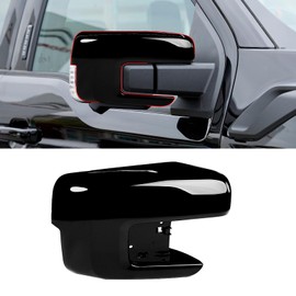 Moonlinks Compatible with 2021 2022 2023 2024 2025 Ford F150 Right Side Mirror Cover Replacement, Glossy Black Exterior Right Passenger Side Door Rear View Mirror Cap Trim, with Turn Signal Light