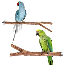 Niteangel Natural Wooden Perches for Bird Cages - Ideal for Cockatiels, Parakeets, Finches & Other Caged Birds (No-Bark, 2 Pack)