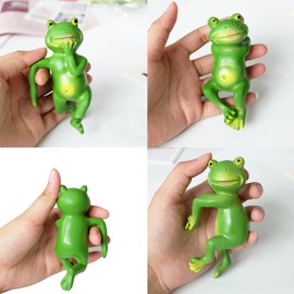 Molyorch Set of 3 Frog Figures Garden Decoration, Frog Decorative Garden, Frog Animals Garden Statues Decoration, Decorative Flower Pot Pendant, for Planters, Gardens, Offices, Balconies, Ponds