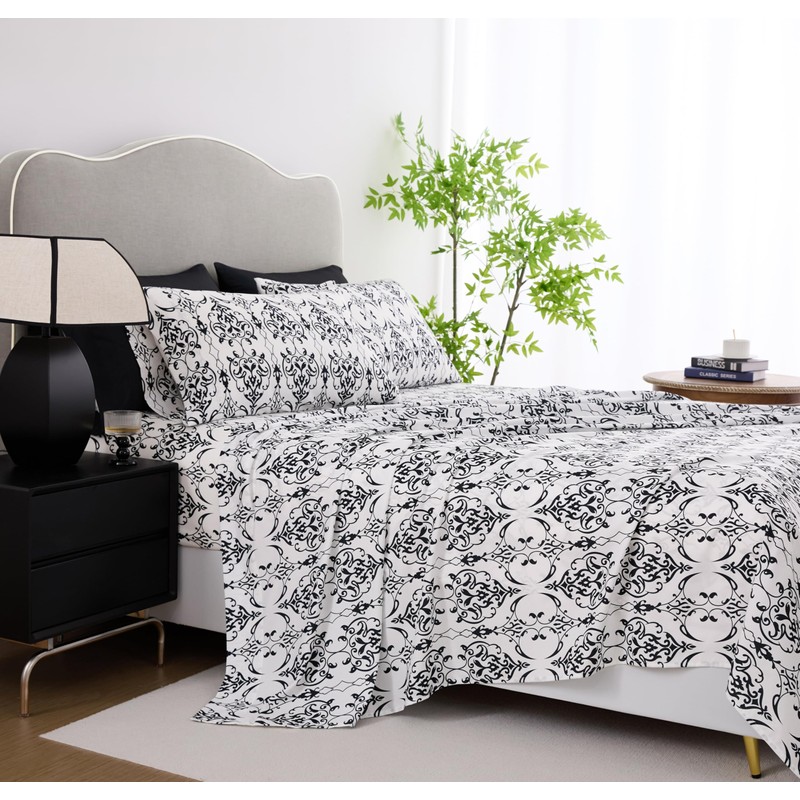 Queen Size Bed Sheets Set Deep Pockets - 6PC Floral