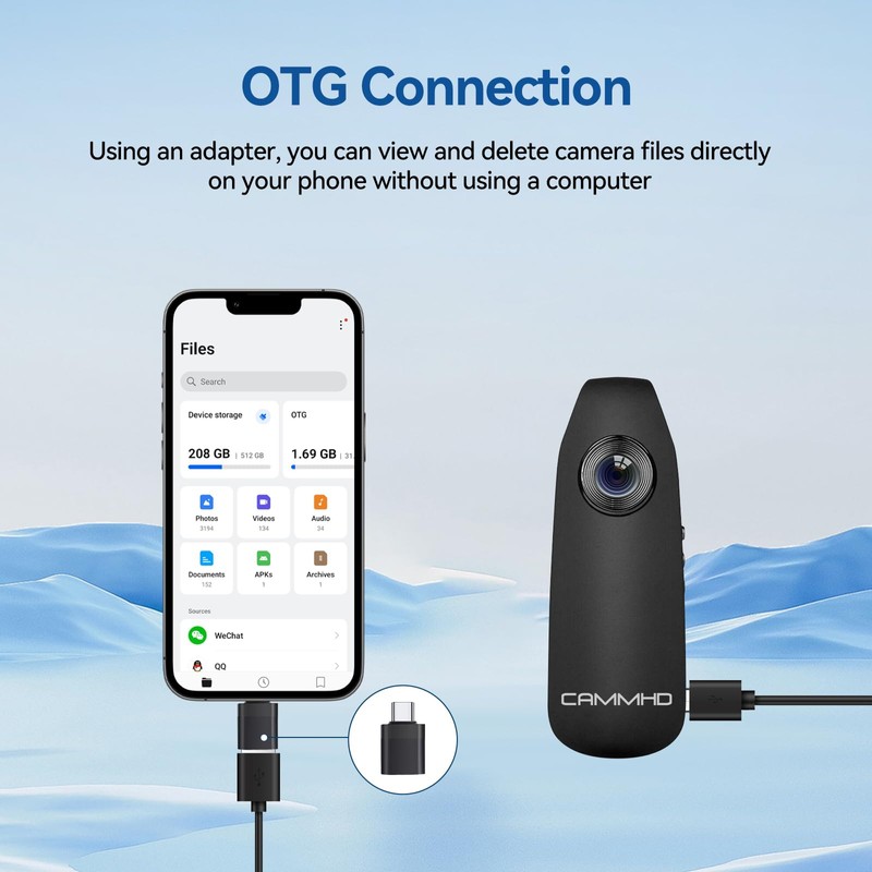 CAMMHD 1080P Mini Body Camera, 32GB Small Pocket Cam with