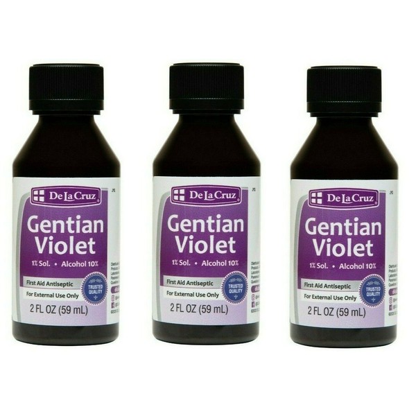 De La Cruz 1% Gent Violet Skin Antiseptic JUMBO BOTTLE 2 OZ  Exp 2/24  (3)