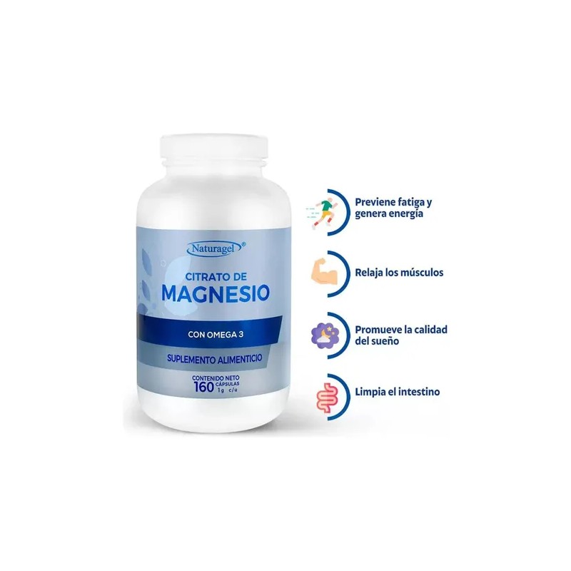 Citrato De Magnesio Con Omega 3 Naturagel 160 Caps