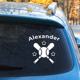 Baseball Bats with Stars Custom Large Sports Wall Decals - Baseball Decor for Boys Room Drawing of Bats with Name - Individual Baseball Bedrooms Stickers