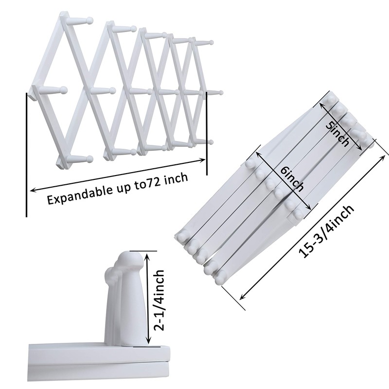 WEBI Accordion Wall Hanger,Expandable Wooden Coat Rack,Accordion Hat Rack for
