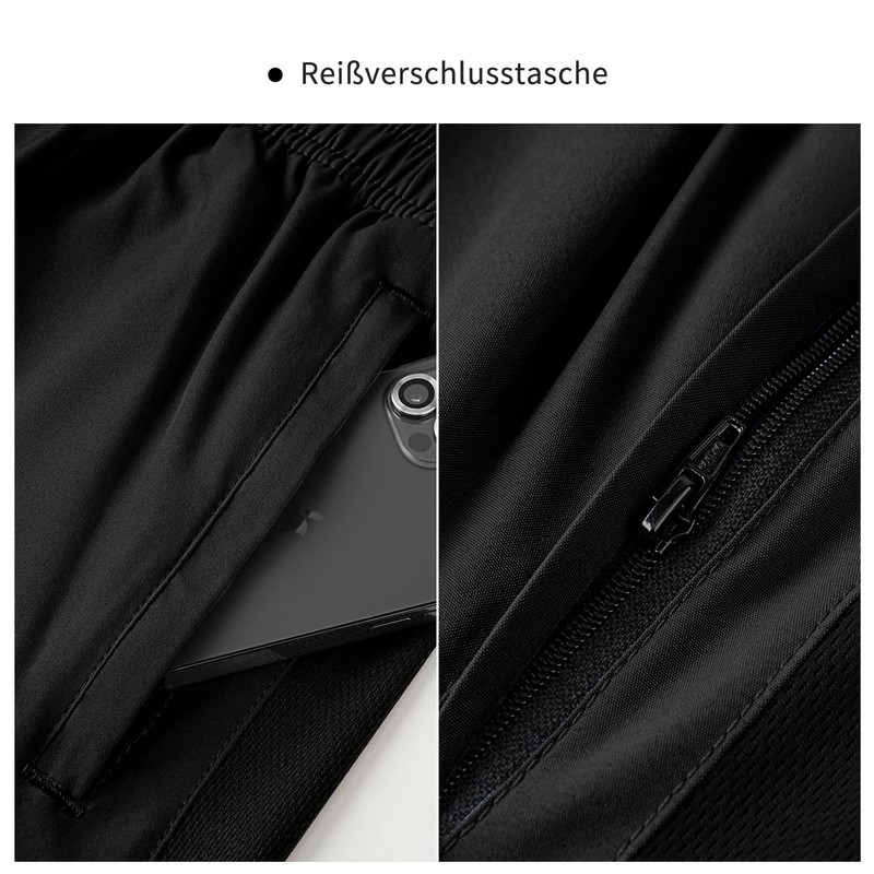 HMIYA Men's Sports Shorts Quick Drying Shorts with Zip Pocket,