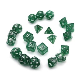 DollaTek Glitter Dot Polyhedral Dice Set Table Games Dice 3 Sets Dice 3 x 7 (21 Pieces) Dice Series D20 D12 D10 D8 D6 D4 DND RPG MTG Double Colours One Piece (Green)