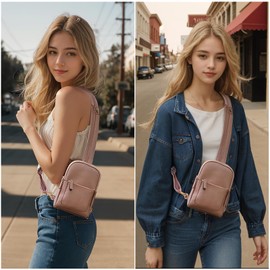 UTO Sling Bag for Women Crossbody Trendy Chest Belt Bag Convertible Backpack Purse with Wide Shoulder Zip Straps