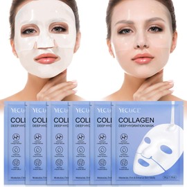 Collagen Face Mask - Deep Collagen Anti Wrinkle Lifting Mask Collagen Overnight, Face Mask for Women, Hydrating Moisturizing, 6 Pack