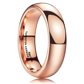 King Will 6mm Rose Gold Plated High Polished Comfort Fit Domed Tungsten Ring Wedding Band T (10)