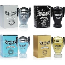 META-BOSEM Invincible 4-Pc Set Cologne for Men Classic Collection Bottles, Eau de Parfum Natural Spray - Fresh Aqua Scent - Gift for Holiday (Pack of 4) Each 3.4 Fl Oz, Total 13.60 Oz