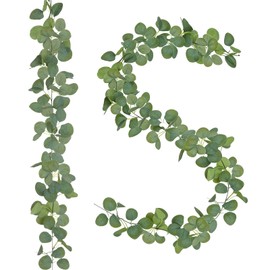 2 Pack Natural-Looking Eucalyptus Garland 5.9 Ft Artificial Eucalyptus Leaves Table Greenery Garland for Wedding Backdrop Table Arch Wall Indoor Outdoor Home Party Decor