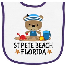 inktastic St Pete Beach Florida Baby Terry Cloth Bib White and Purple 41656
