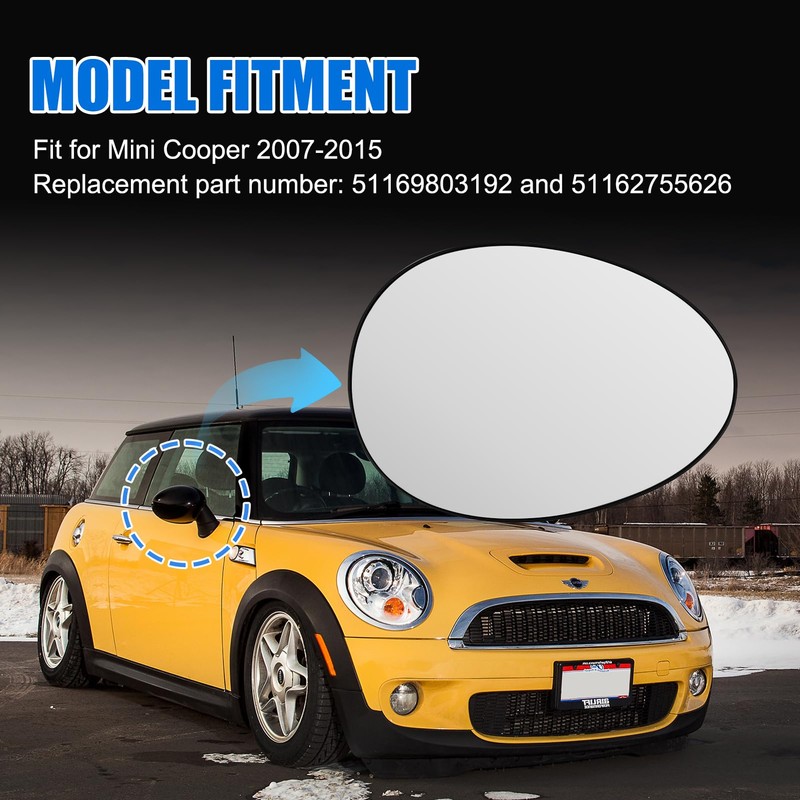 Aritoxy Passenger Side Mirror Glass Replacement Fit for Mini Cooper