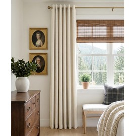 100% Blackout Shield Linen Blackout Curtains for Bedroom, Butter Cream Grommet Curtains for Living Room, Thermal Insulated Room Darkening Drapes for Nursery, Boho Home Decor, 50" W x 72" L, 2 Panels
