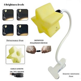 ErgoJoJo LED Clip On Star Light, Warm & Dimmable light, Breastfeeding Essentials- Ideal Baby Night Light for bedside bassinet, Reading light, Desk lamp, nursery decor, baby gift & night light for kids