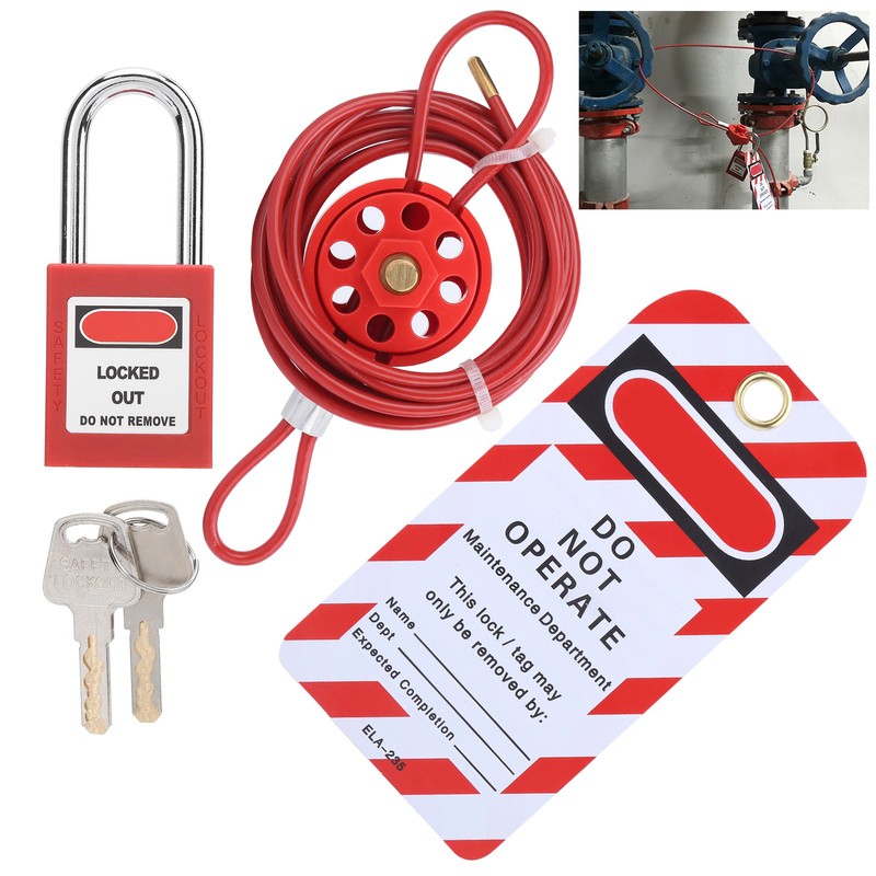 Cable Lock Kit Adjustable Insulation Universal for Valve Red Energy