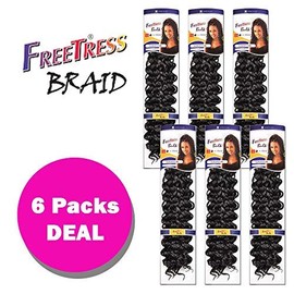 Freetress Braids Synthetic Crochet Bulk Baid Hair - GOGO Curl 26" (6-Pack, 27)
