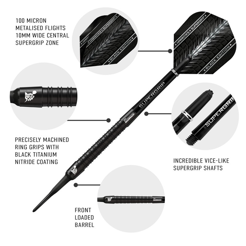 Harrows SUPERGRIP Soft Tip 90% Tungsten Darts Set Available in