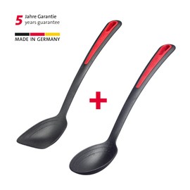 Westmark Gallant 296122E6 Kitchen Utensil Set, 2 Pieces, 1 x Roasting and Vegetable Spoon and Pan Spoon, Internal Scale: 15, 30 and 40 ml, Plastic, Black/Red