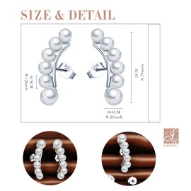 Infinite U Women's Fashion Stud Earrings, 925 Sterling Silver, Pearl Ear Cuff Earrings