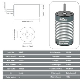 Hobby Fans 2845 4500KV Sensorless Brushless Motor and 30A Waterproof Brushless ESC for 1/14 1/16 1/18 RC Car Truck