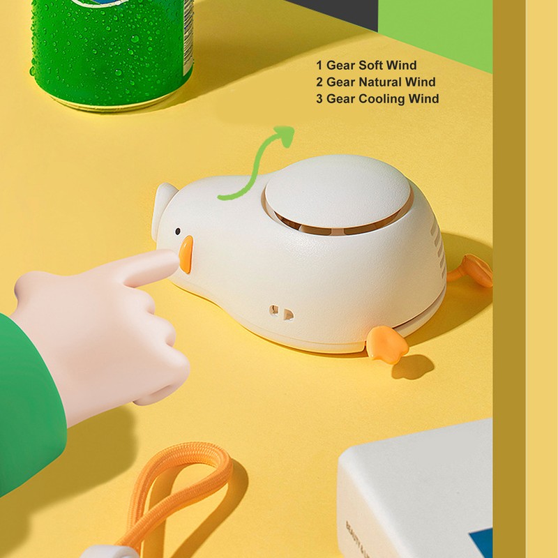 Hanging Neck Fan Duck Shape Small Fan USB Charging Necklace