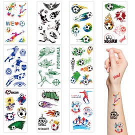 Football Temporary Tattoos for Kids,10 Sheets Football Temporary Transfer Tattoos Stickers for World Cup Soccer Party Gift Birthday Party Bag Fillers Boys Girls Kids