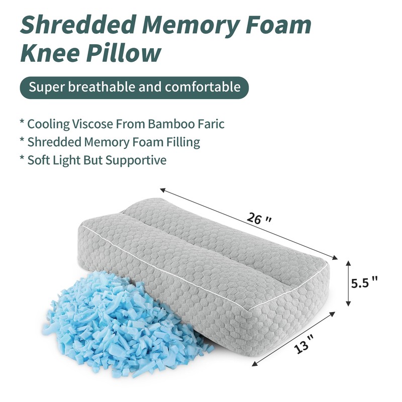 HOMBYS Shredded Memory Foam Knee Pillow for Side Sleepers, 5.5"
