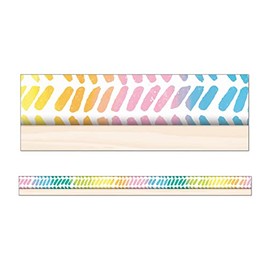 Carson Dellosa Creatively Inspired 36Ft of Boho Rainbow Bulletin Board Borders, 12 Strips of Light Wood Grain Trim for Rolling Whiteboard, Posterboard, Nursery, Party Decorations, and Classroom Decor