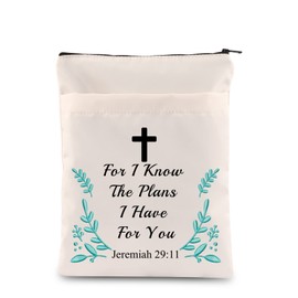 HOLLP Religious Book Sleeve Christian Gift Graduation Book Sack I Have for You Jeremiah 29:11 Waterproof Zipper Pouch (Jeremiah 29:11)