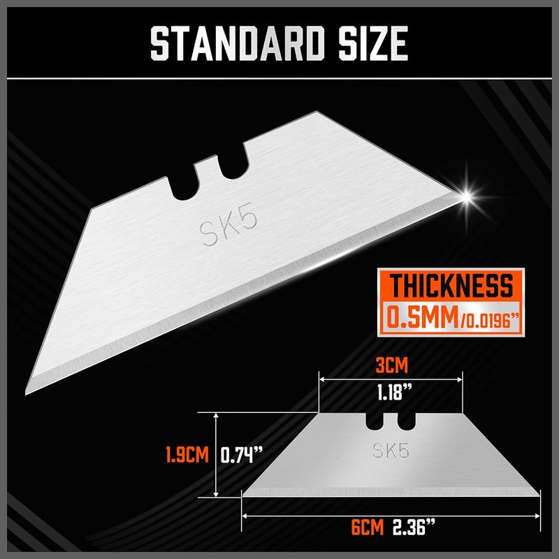 HORUSDY Pack Of 100 Utility Knife Blades, Box Cutter Blades