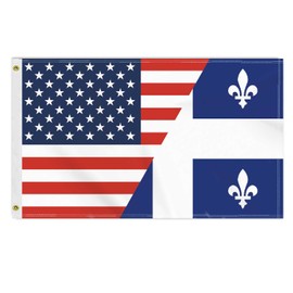 3×5 FT USA Quebec Flag, Large 150D America Québécois Outdoor Banner,Double Side Printing American Decor For Patio Garden With Brass Gromment
