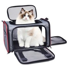 Soft-Sided Pet Carrier in  Eco-Friendly Travel Small Dog & Cat Carrier BagSize: L, Color: Gray + Red