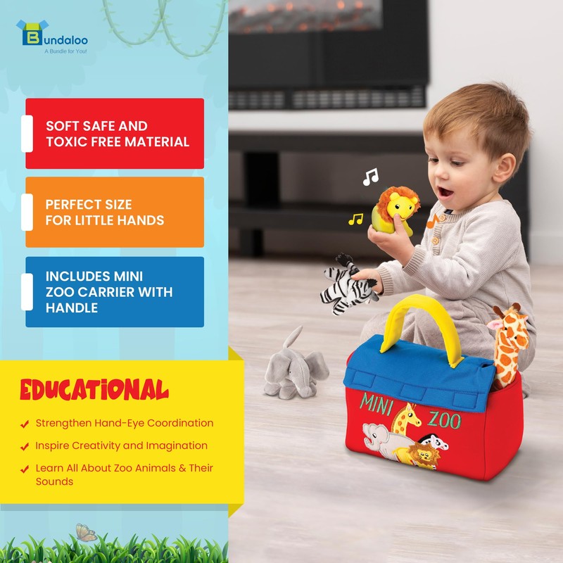 Bundaloo Plush Farm Animal Toys with Realistic Sounds - Plushie