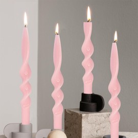Pastel Candlesticks Spiral Taper Candles,Gedengni Unscented Candle Stick Long Tapered Candle Twisted Candles for Anthropologie Home Décor Weddings Holiday Women Gifts,4pcs (Pink,24D)