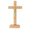 Crucifix Table Cross Hand Crafted Light Brown Durable Beech Metal